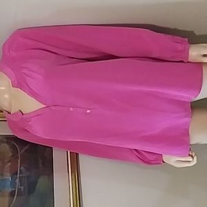 Lilly Pulitzer Pink Balloon Sleeve 3 button Tunic XL EUC